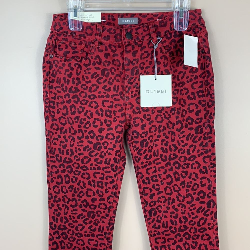 NWT DL1961 red leopard Florence ankle jeans 29 - Picture 2 of 7